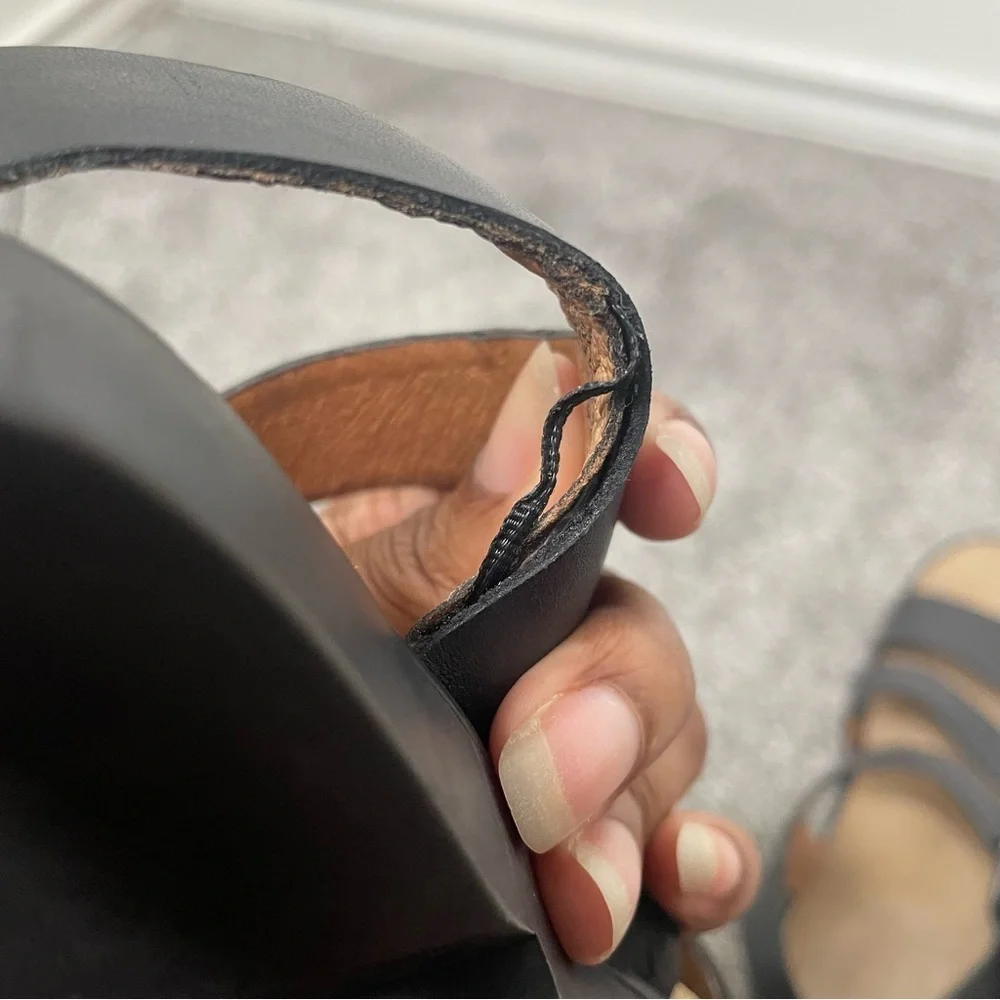 Madewell The Addie Sandal Women's 7.5 Black Triple Strap Slingback Chunky Flats
